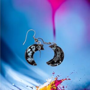 Handmade resin poured crescent mood earrings, custom colors available!
